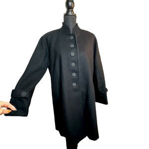 ALORNA Vintage Black Wool Blend Hip Length Coat Size L XL